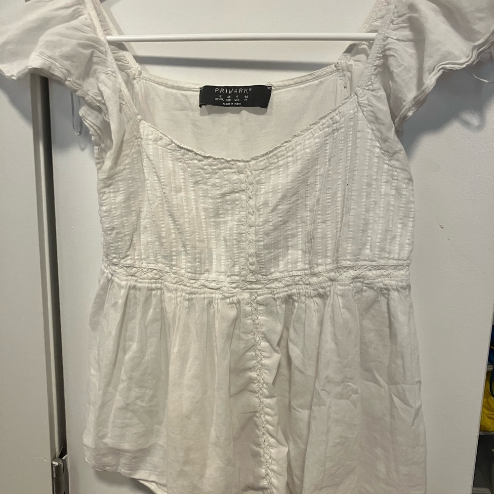 Primark Cream Blouse with Ruffle Sleeves